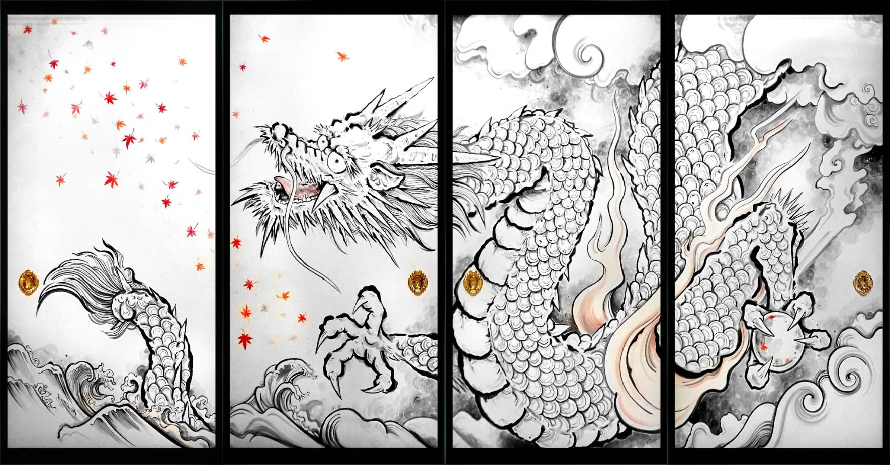 『舞紅葉　阿吽双龍図』襖絵1