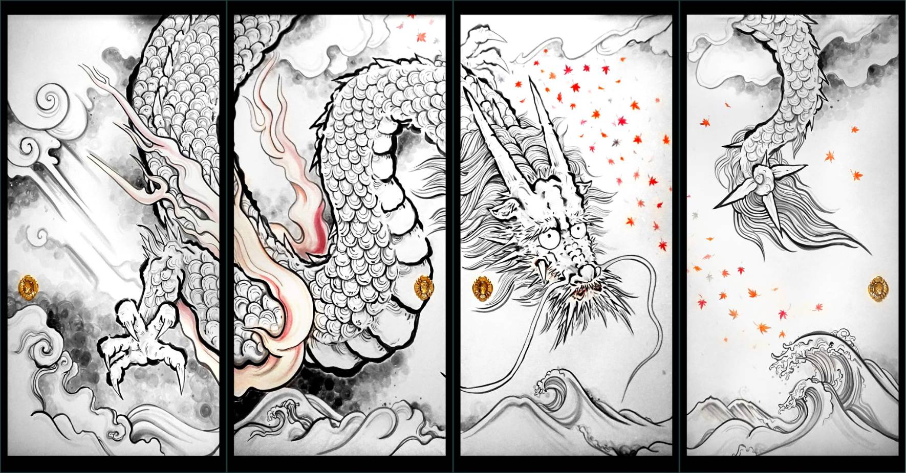 『舞紅葉　阿吽双龍図』襖絵2